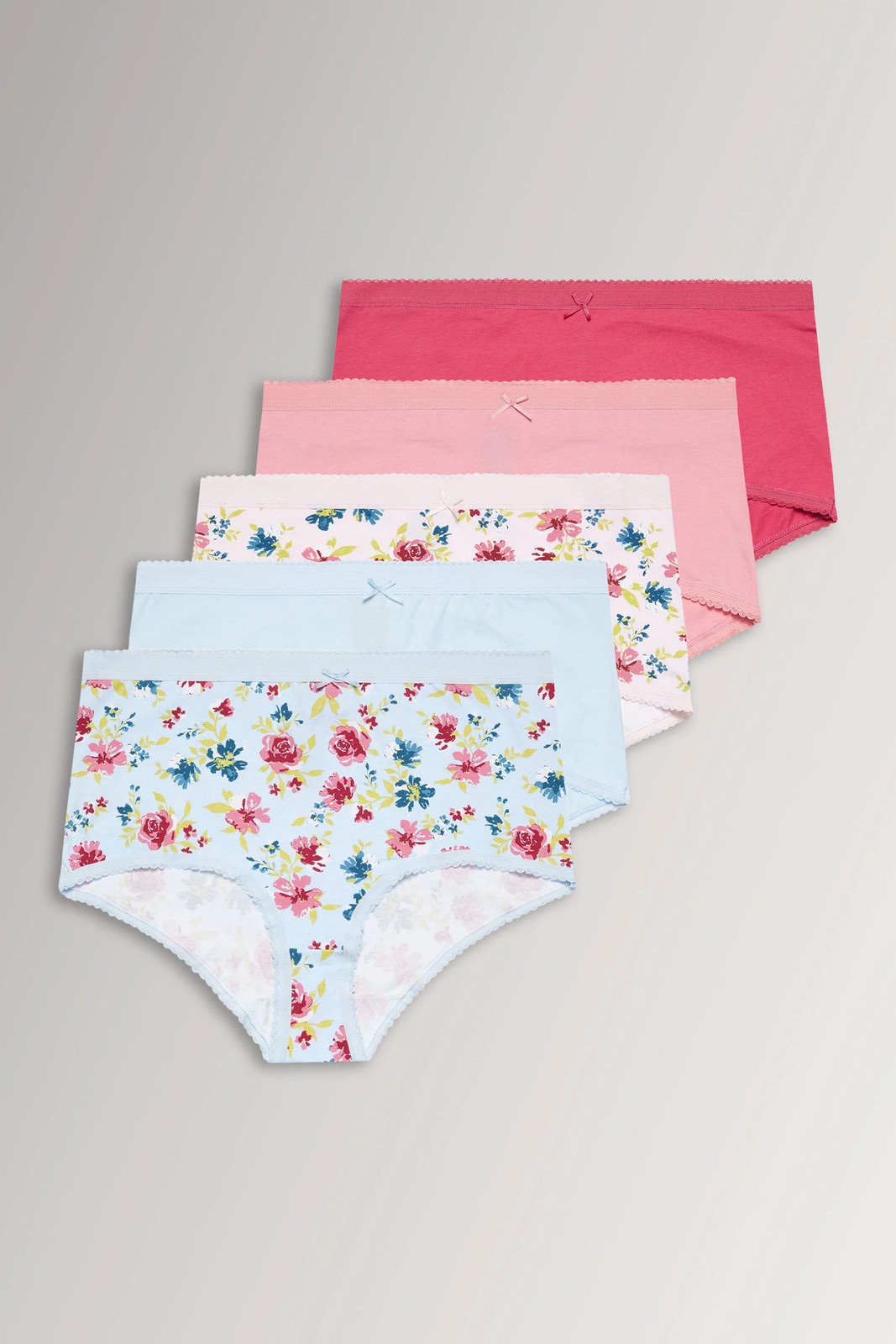 Yours Curve Women's Plus Size 5 Pack Floral Full Briefs