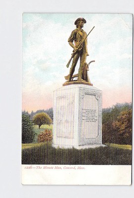 PPC Postcard MA Massachusetts Concord The Minute Man Undivided Back