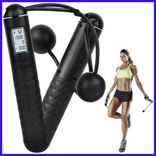 Skipping Rope with Counter, Cordless Jump Rope, Intelligent Timed Weighted Ju...