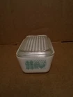 Vtg Pyrex 0502 Amish Butterprint  Refrigerator Turquoise/White 1 1/2 pt