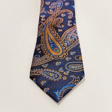 Ted Baker London Men's Silk Tie Two Tone Blue  Orange Paisley