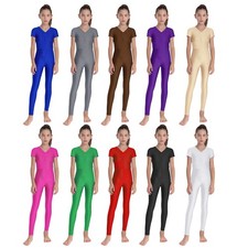 Kids Girls Dancewear Zipper Costume Athletic Ballet Ballroom Dance Leotards Gym