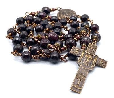 Garnet Gemstone Wire Wrapped Catholic Heirloom Chaplet of the Holy Face