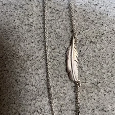 Vintage Boma Feather Sterling Silver Necklace Adjustable 18" Signed