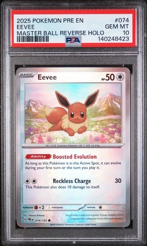 2025 POKEMON PRE EN-PRISMATIC EVOLUTIONS MASTER BALL REVERSE HOLO EEVEE PSA 10