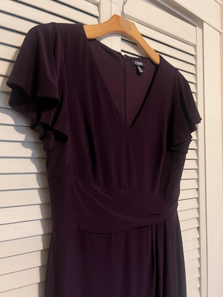 Ralph Lauren CHAPS WOMEN’S SIZE Large L DRESS Short Sleeve Purple Faux Wrap - Image 4 of 4