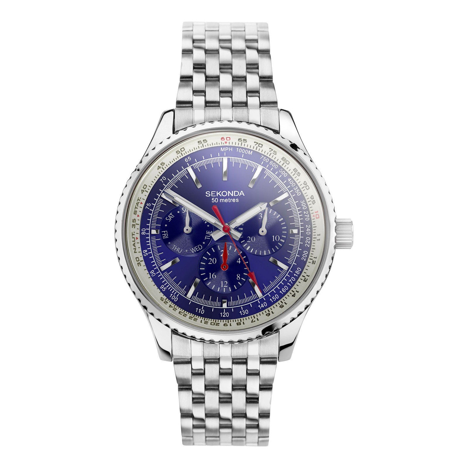 Sekonda Gents Silver-Tone Stainless Steel 43mm Sports Watch 30077