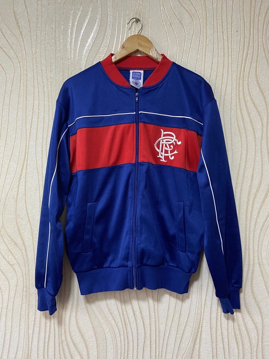 GLASGOW RANGERS 80s FOOTBALL SOCCER TRACK JACKET SCORE DRAW REPLICA sz L MEN
