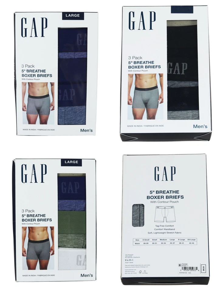 GAP 3-Pack Boxer Briefs 5" Inseam & Contour Pouch Men's Underwear NIP Pick Size