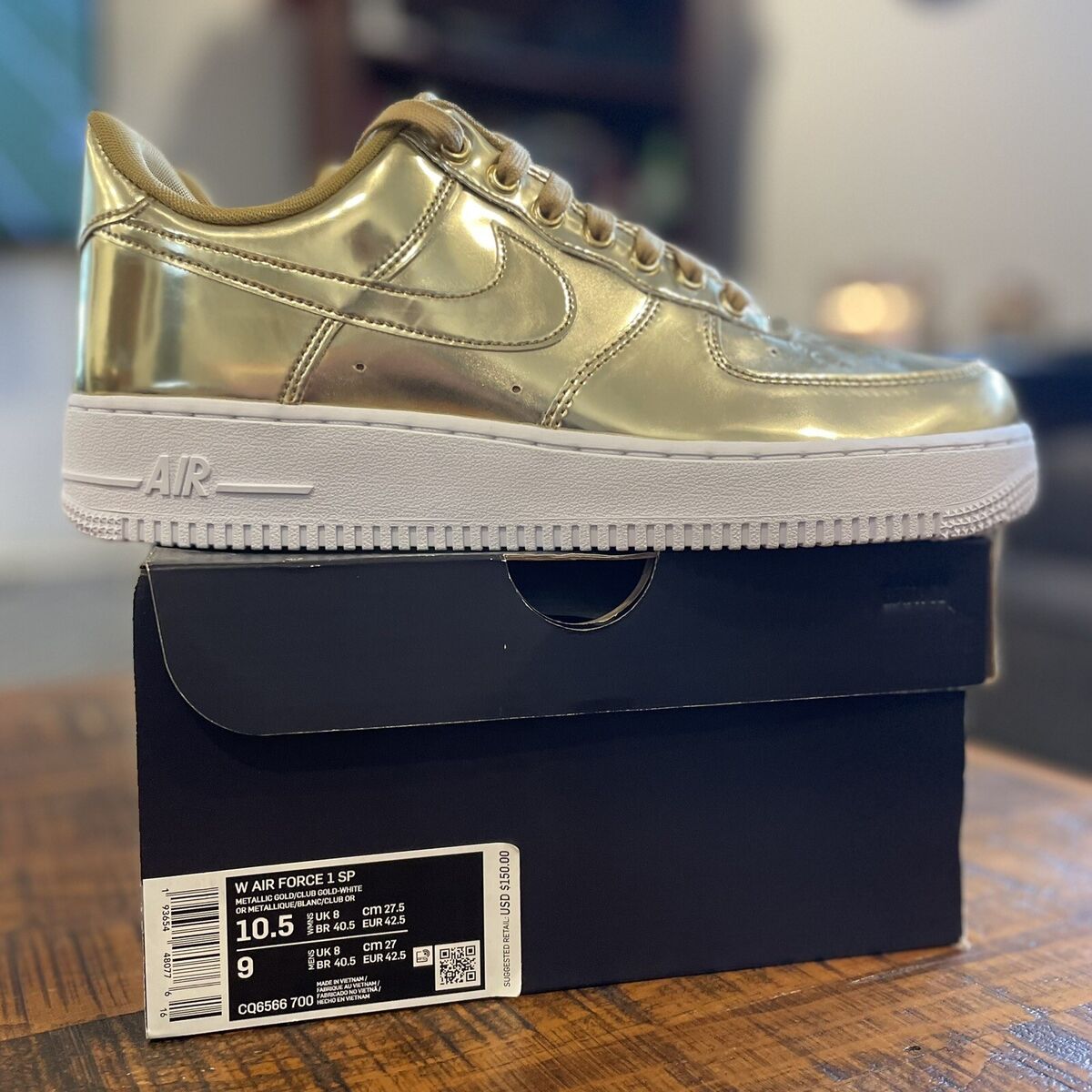 Nike Air Force 1 AF1 SP Metallic Liquid Gold White Women's Nike Air Force 1 AF1 SP Metallic Liquid Gold White Women's