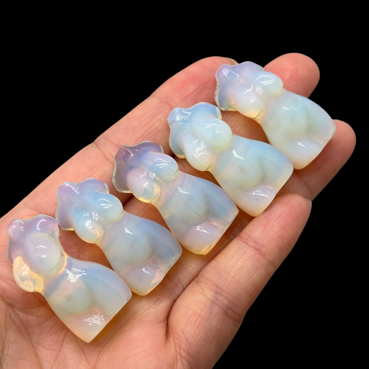 Opalite Female model Skull Carved mini Quartz Crystal Skull Statue Healing 5pcs