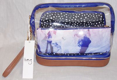 Hang Accessories Millie 3-in-1 Make-Up Bag - Camel Trim Abstract Dot & Marble