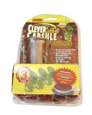 Kitchen Keepers Clever Coffee Capsule Reusable Coffee Filter 3 Pack, BPA Free