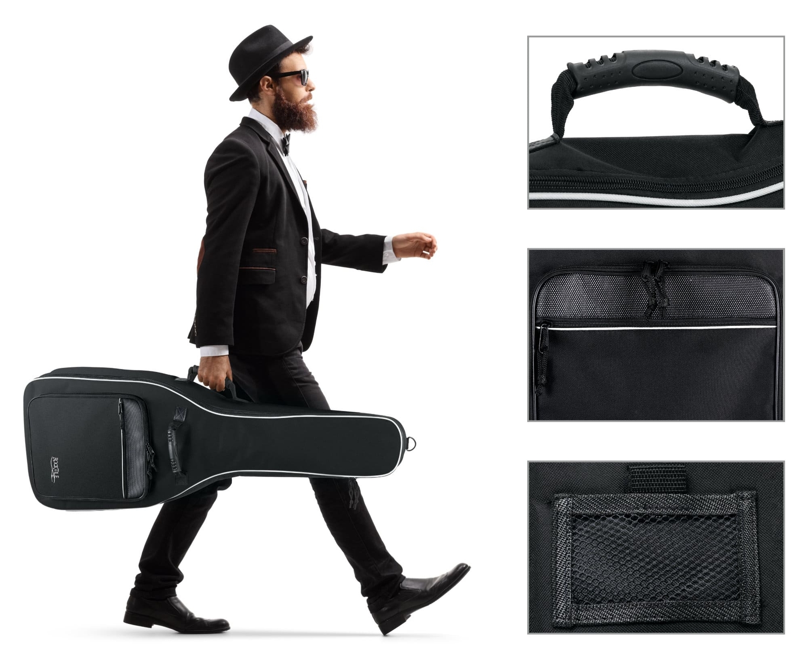 Borsa chitarra acustica 4/4 concerto chitarra gigbag zaino borsa da trasporto nera