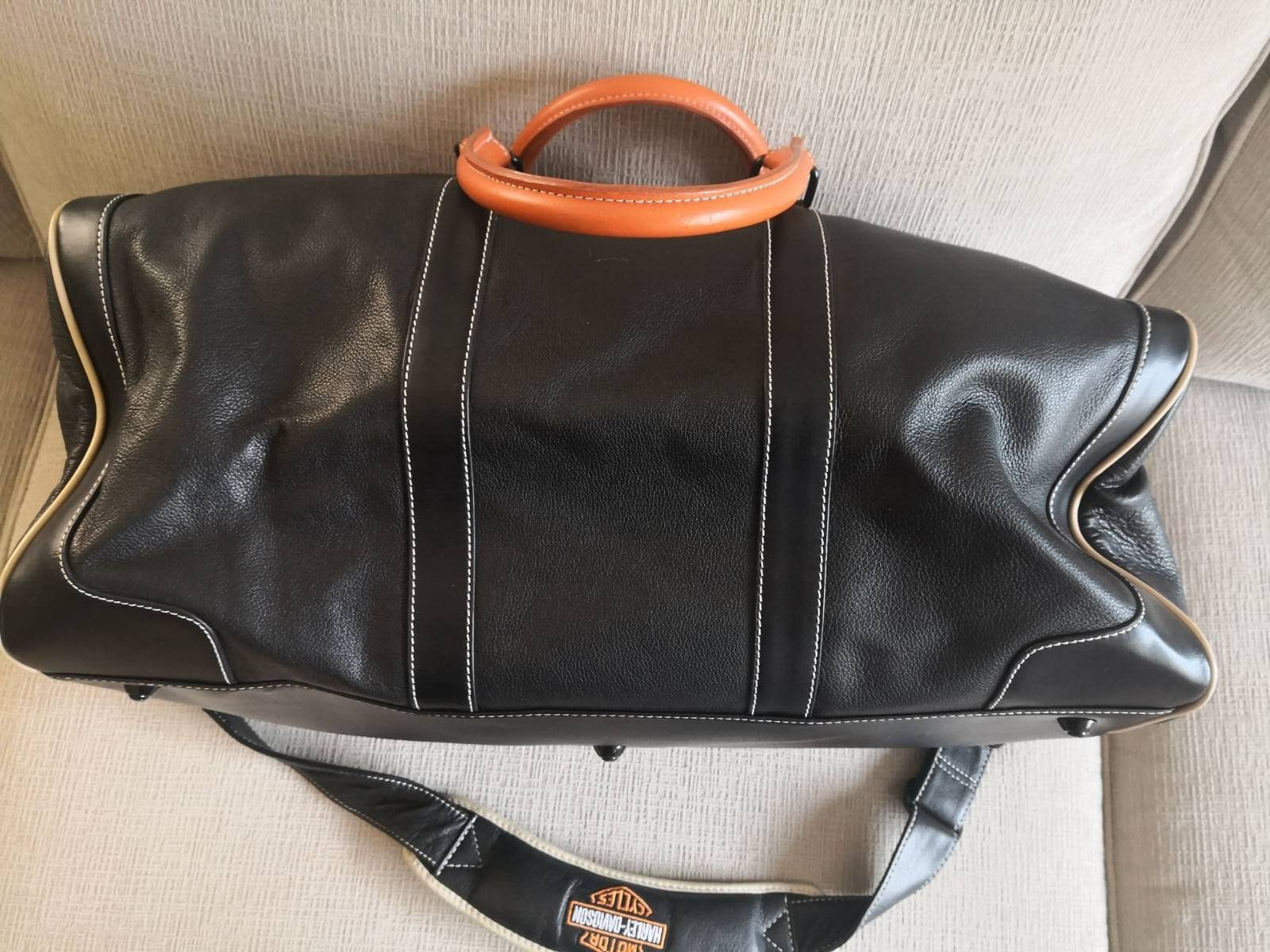 Used Harley Davidson Leather Duffle Bag Travel Black … Gem