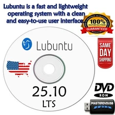 Lubuntu 25.04 (Plucky Puffin) Bootable LIVE/Installer DVD Ultra-Lightweight, OS