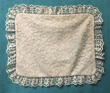 Standard Ivory Cotton Blend Lace Pillow Sham Victorian Style With Ruffle