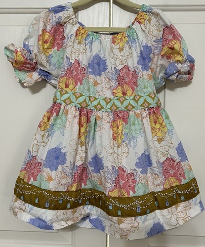 Matilda Jane size 10 girls ivory blue pink floral short sleeve flare dress