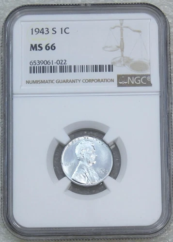 1943-S Lincoln Steel Cent NGC MS66 Bright Frosty Luster, PPQ New Holder #C58Z