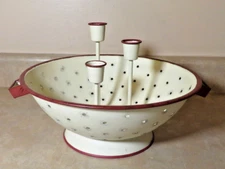 Metal Painted Collander Candle Holder Courtry Rustic Distressed Style