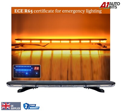 LED Amber Light Bar Strobe Beacon Recovery Warning 12V 24V 120cm 1200mm 48'' R65