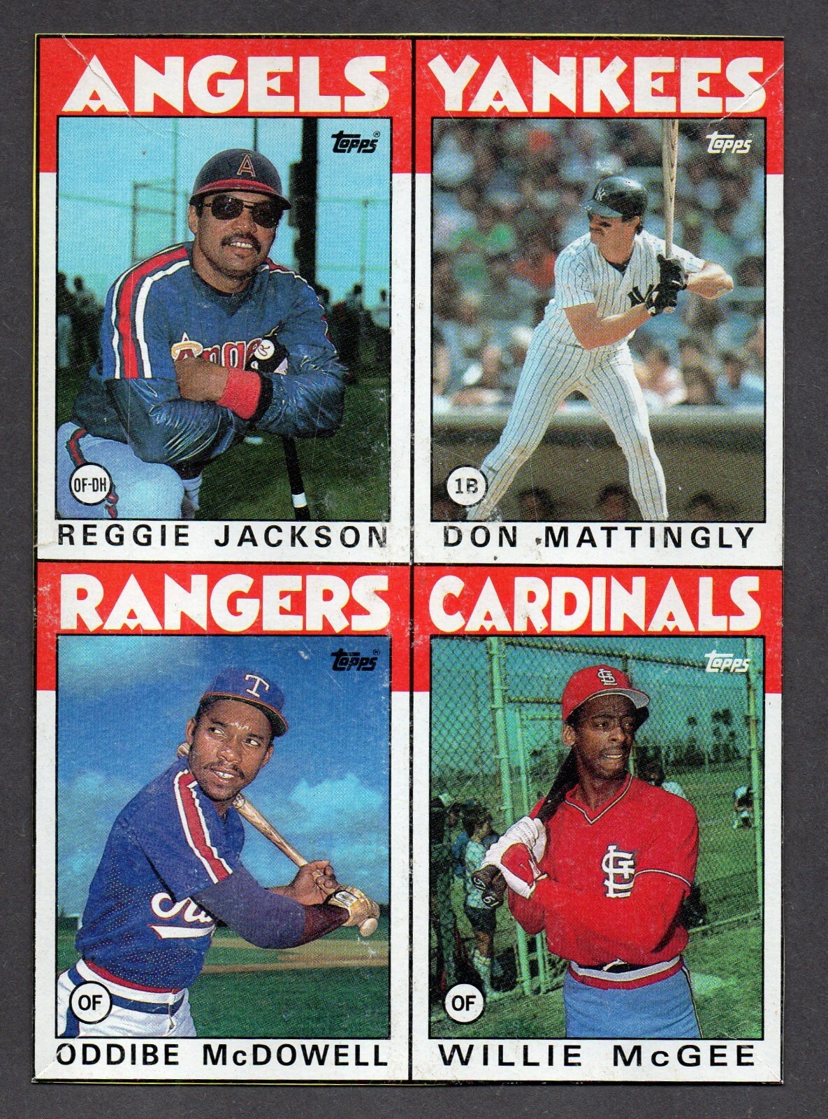 1986 Topps Wax Box Bottom Uncut Jackson Mattingly McGee McDowell