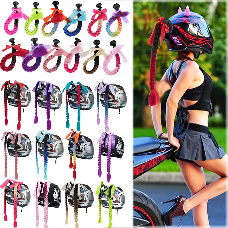 Colorful For Helmet Pigtail Motorcycle Girl Hair Extensions Box Braid Ponytail Foto 2 de 4