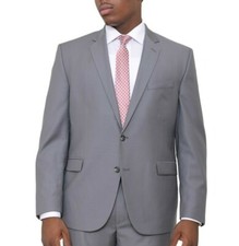 Kenneth Cole NY Slim Fit 2 Button Solid Gray 100 Wool Men's Blazer 40R