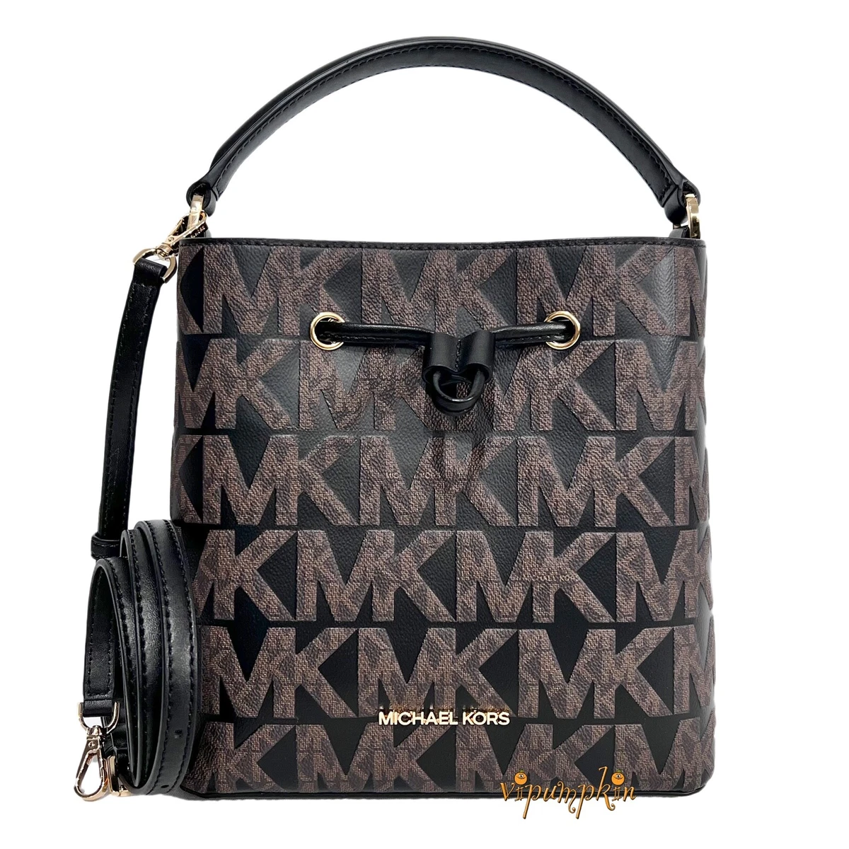 Michael Kors, Bags, Michael Kors Suri Medium Bucket Messenger Brownblack  Signature Color