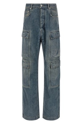RICK OWENS DRKSHDW Double Cargo Blue Denim Jeans New & Authentic