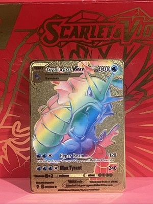Pokémon gold metal Inspired Rainbow Card Gyarados Vmax For Display Art Gift 