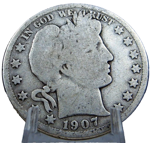 1907-D Barber Liberty Head Half Dollar 50c Very Good 90% Silver  #SC75AGBE-2