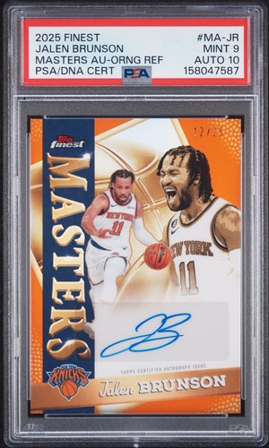 2025 Topps Jalen Brunson Refractor Knicks True Orange Auto /25 PSA 9 AUTO 10