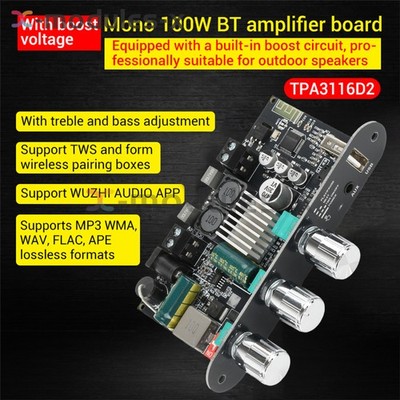 1-2Pc ZK-1001U 100W Mono Bluetooth Audio Power Amplifier Module Bass Treble AUX