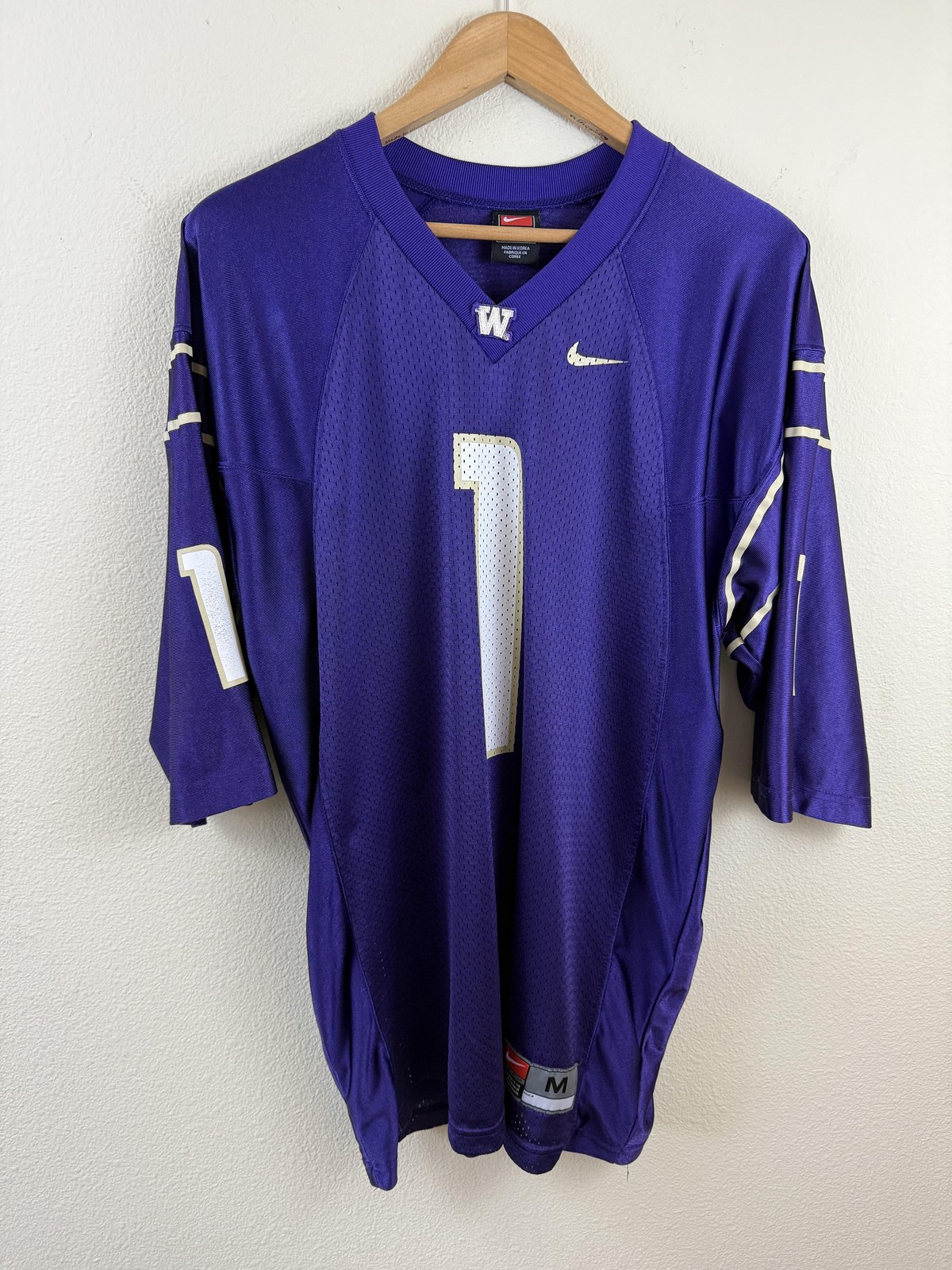 Vintage Washington Huskies Jersey Mens Medium Purple NCAA Football Nike Number 1