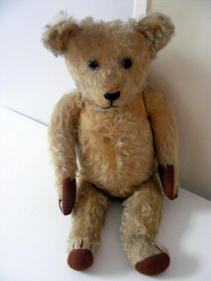 Basile ours ancien né vers 1930 environ remplis de paille hauteur 50cm. - Photo 2/4