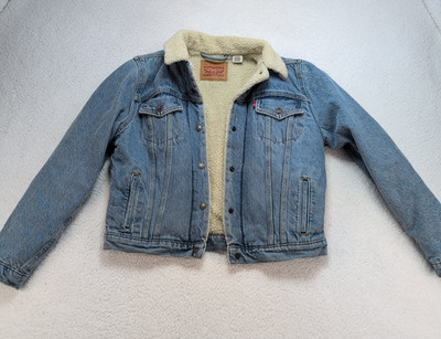 Levi s Sherpa Lined Denim Trucker Jacket Blue Men s Size Large