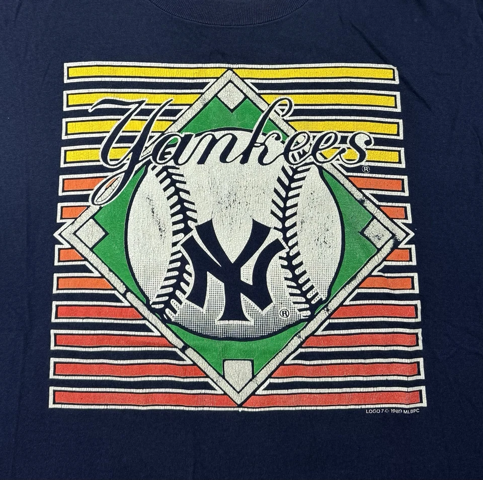 Camiseta 1989 Logo 7 Talla XL New York Yankees Nay Azul/Cosida Única Foto 3 de 4