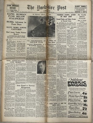 Original The Yorkshire Post 29th December 1942 Newspaper 