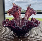 Fenton Plum Opalescent Hobnail Epergne. Great Color. No Damage.