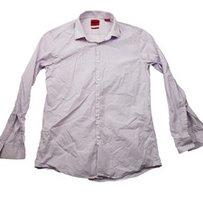 HUGO BOSS Men's 42 Light Purple Cotton Long Sleeve Button Up Shirt striped