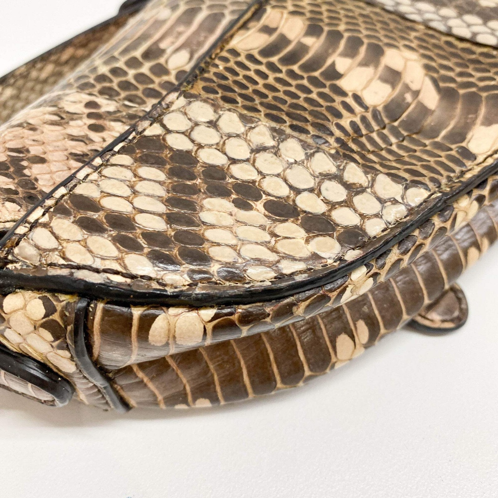 DIOR Mini Saddle Brown Embossed Python Two Way Bag — image 11