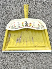 Vintage JV REED Dust Pan Collectible M. Taber Art Design Made In The USA Yellow