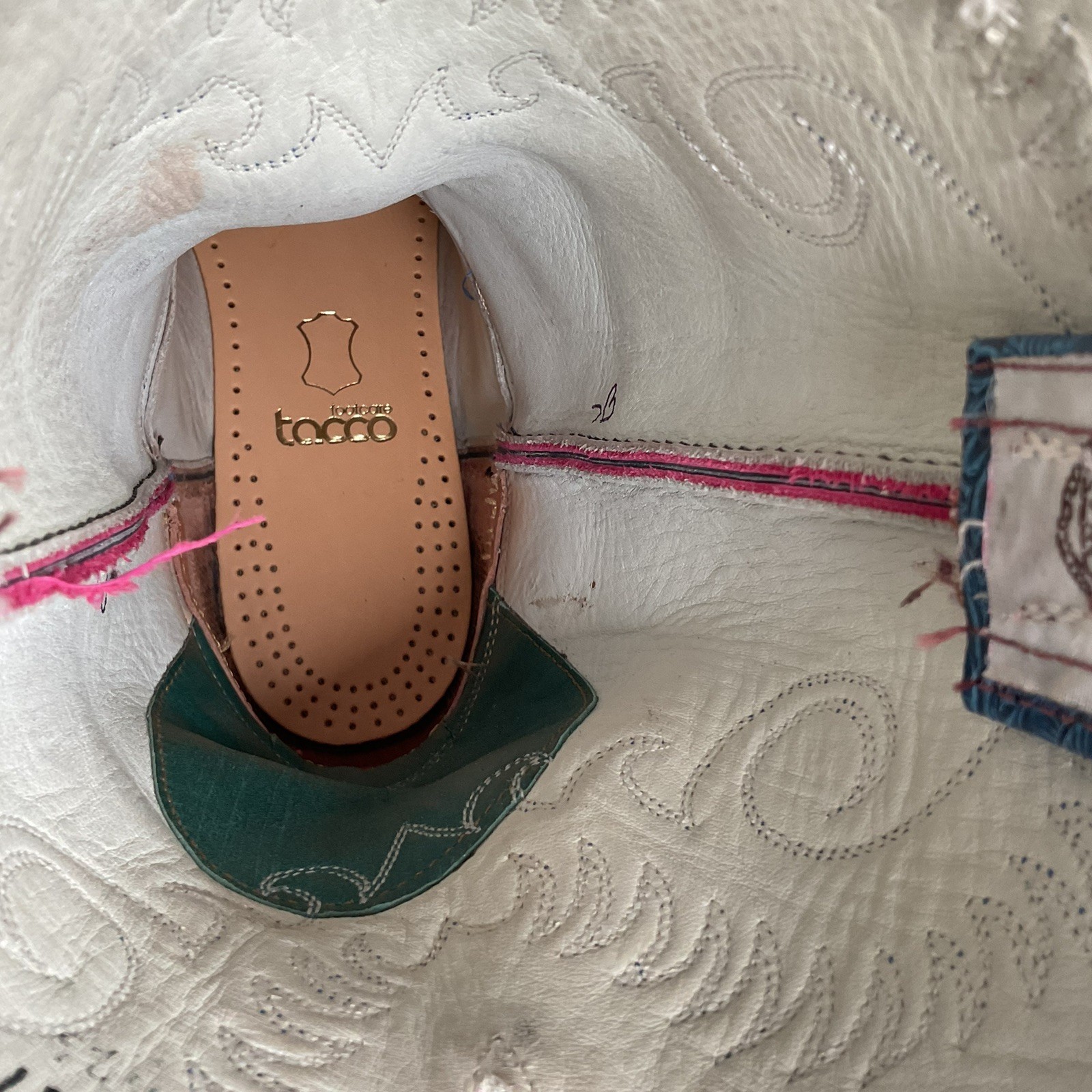 Olathe Tooled Roper Boots | Blue Vamp | Pink Top | Men’s 7 | Women’s 8 image 3
