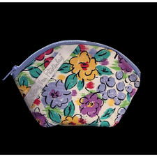 Diane Von Furstenberg floral  grape makeup pouch travel bag w zipper