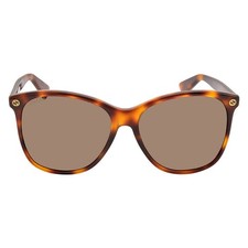 Gucci GG0024 Brown Oval Ladies Sunglasses GG0024S 002 58 GG0024S 002 58