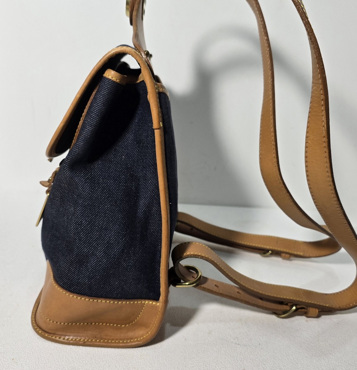 Vintage Dooney & Bourke Denim Leather Cabriolet Backpack USA | eBay