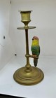 Green Parrot Parakeet Bird Candlestick by Heyde Lovebird Cold Painted Metal — photo 6