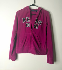 A ropostale Women  s Full Zip Fleece Hoodie Purple Logo Hooded Pockets Size S