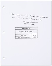 Frank Borman Signed Copy of the Apollo 8 Flight Plan, With His Christmas Message